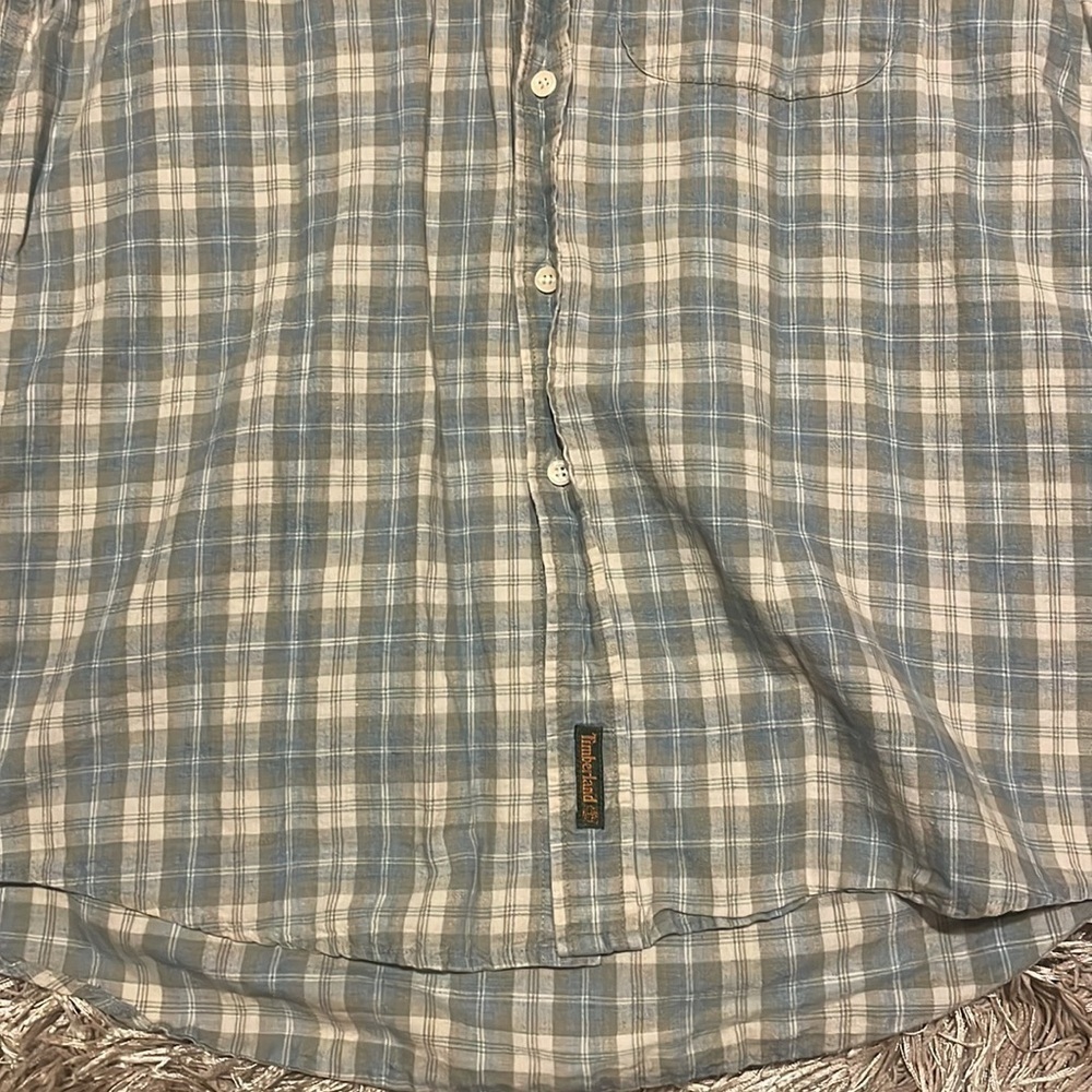 𝅺TIMBERLAND Weather Gear Mens Button‎ Down Short Sleeve Plaid Shirt Medium - Picture 2 of 11